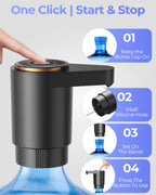 Water Jug Pump for 5 Gallon Bottle – Portable Electric USB-C Charging Dispenser, Dual Powerful Motors, Fast Flow, Fits 2-5 Gallon Jugs – Ideal for Home, Office, Camping, RV, Beige