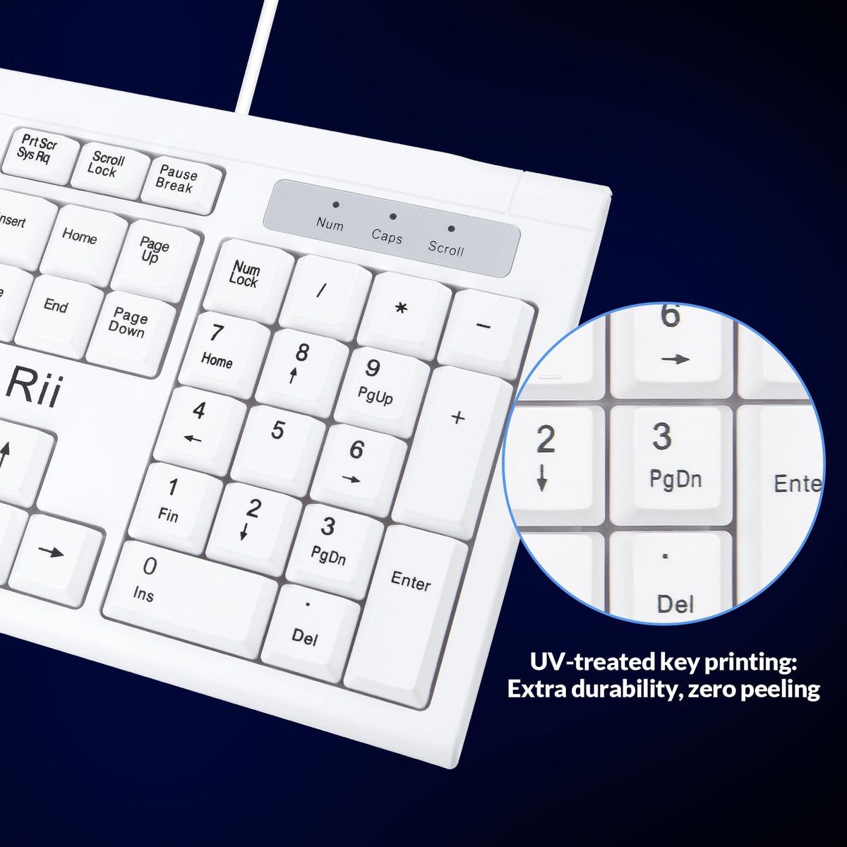 Rii RK907 USB Wired Keyboard Full Size Office Keyboard Compatible with Mac PC Tablet Windows Android Microsoft UK Layout