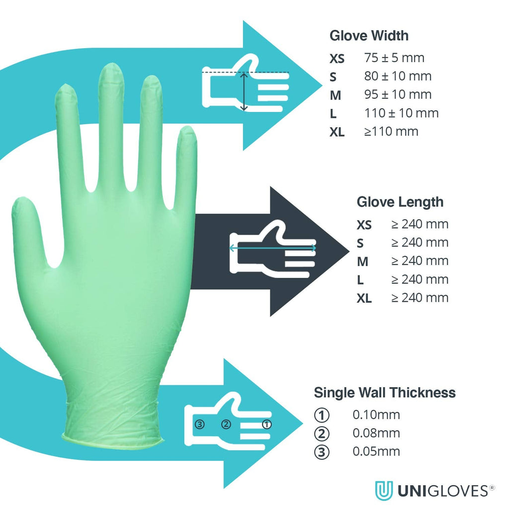 UNIGLOVES Black Pearl Nitrile Examination Gloves - Multipurpose, Powder Free and Latex Free Disposable Gloves - Box of 100 Gloves, Black, Large (GP0034)