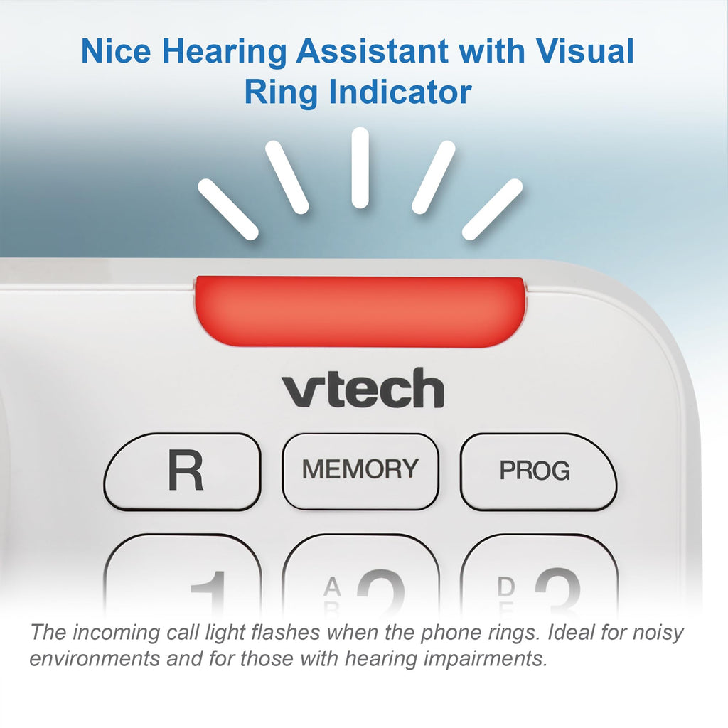 VTech CD1100 Trimstyle Corded Home Phone.No AC Power Required,Landline Phone with last number redial key,ringer control,receiver volume control,recall key,hearing aid compatible,table&wall mountable