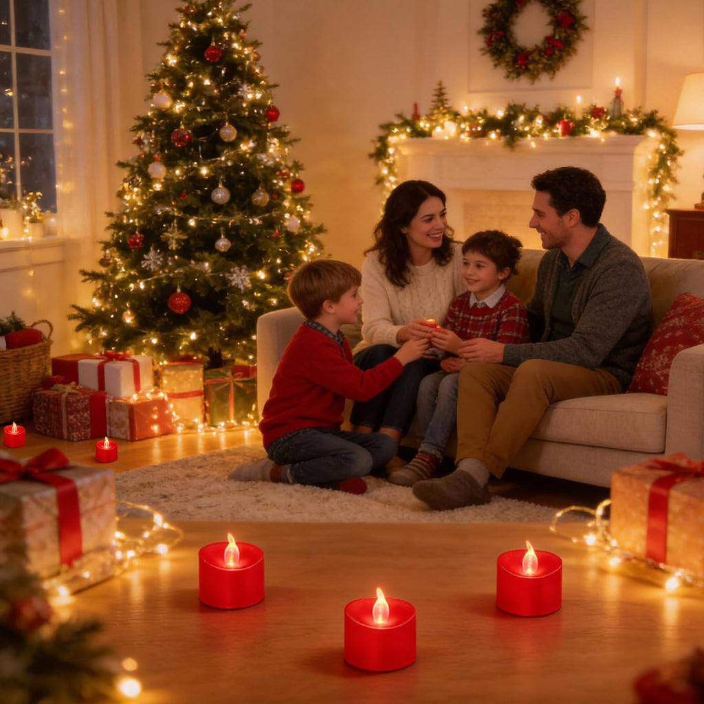 100 Pack Flickering LED Tea Lights, Last 100H+, Warm White Light