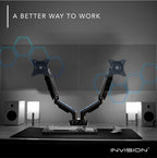 Invision Monitor Arm Desk Mount for 19-32 Inch Screens - VESA 75/100mm Desk Clamp Stand - Tool Free Height Adjustment with Tilt Swivel Rotate - Increased Load Capacity from 2-9kg MX200 Single Arm