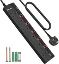 DEWENWILS 6 Way Surge Protected Extension Lead with Individual Switches