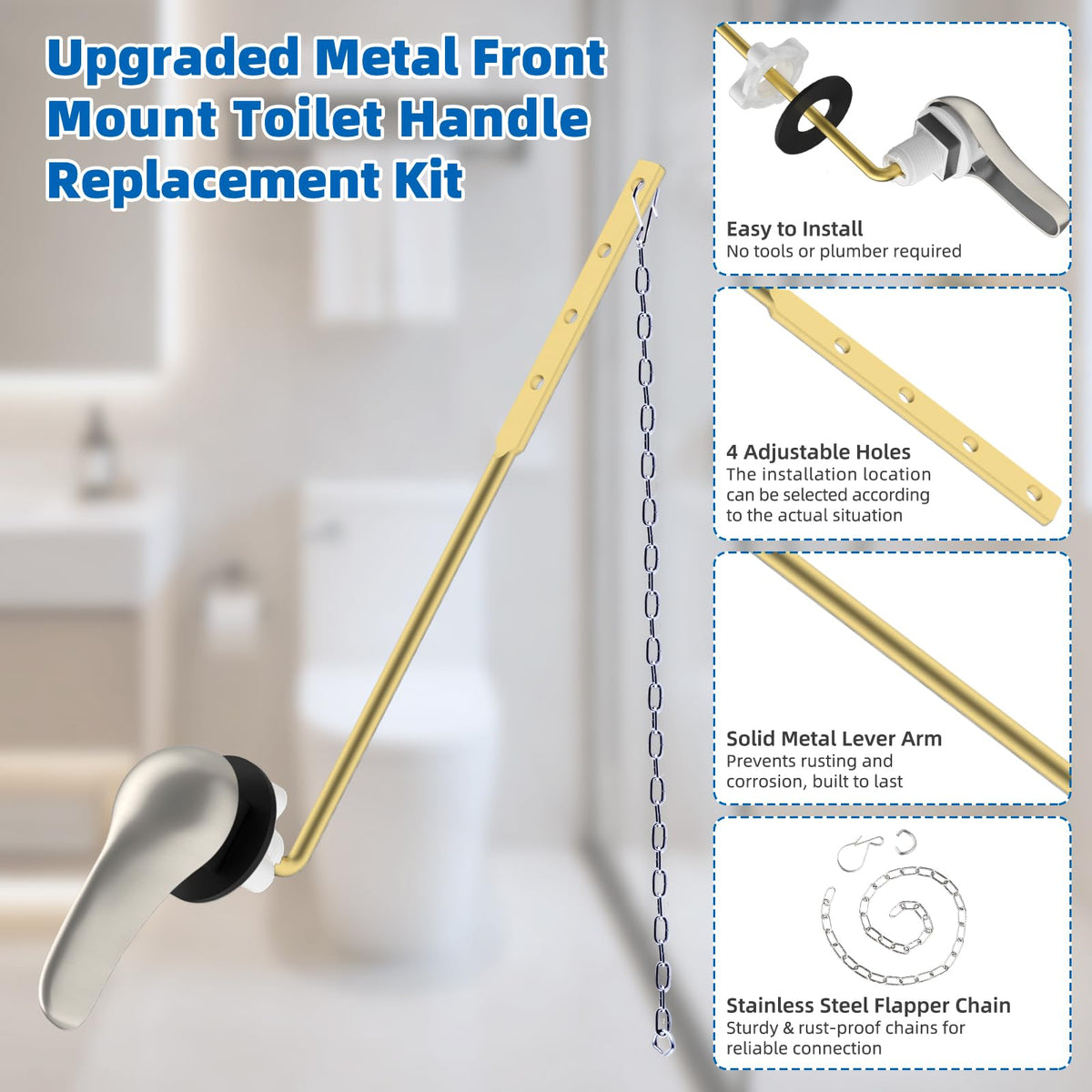 Hibbent Universal Metal Front Mount Toilet Handle Replacement Kit