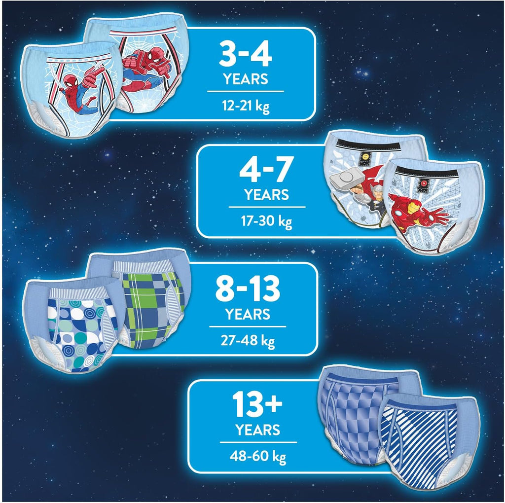 Huggies DryNites Pyjama Pants, Boys 8-13 Years (30-48KG), Up to 100% Leak Free Nights, Bedwetting Pants, 9 Count