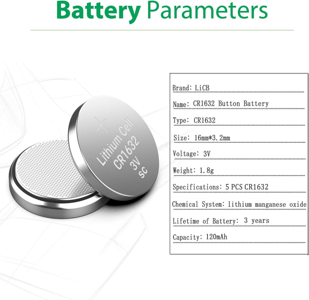 LiCB CR1632 CR 1632 3V Lithium Battery(5PCS)