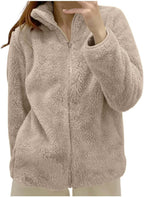 Fleece Winter Jackets for Women UK Fashion Warm Soft Fluffy Coats Causal Solid Color Long Sleeve Full Zip Jacket Elegant Callor Lapel Cardigans Ladies Teddy Fleece Outwear Gifts for Daily Holiday