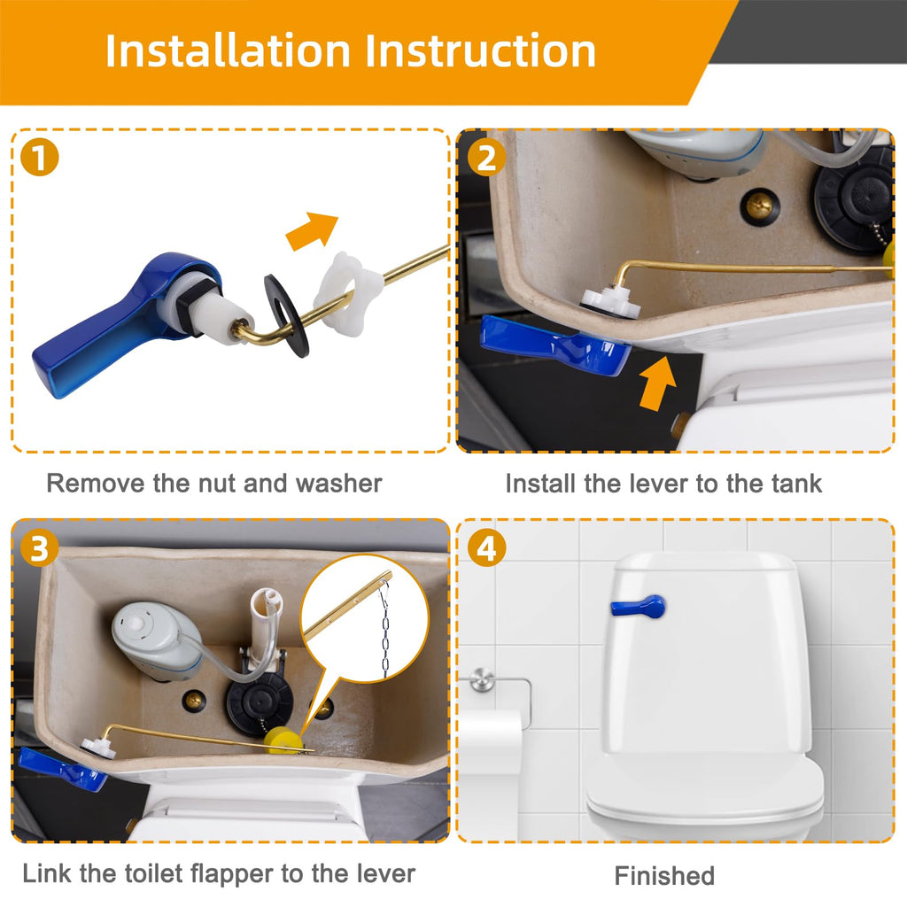 Hibbent Universal Metal Front Mount Toilet Handle Replacement Kit
