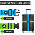 WISYOK Luggage Straps Extended, 4 Pack, 130-250cm Adjustable, Pink SkyBlue