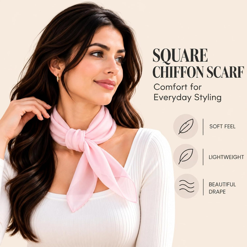 WESTEND CHOICE Square Chiffon Scarves Women's Neck Scarf 50s Retro Bandana