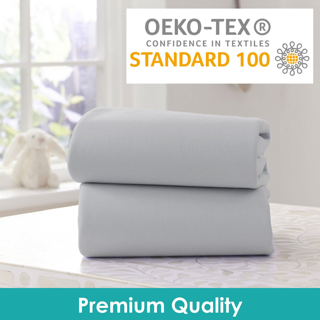 Clair de Lune 2 Pack Fitted Jersey Cotton Cot Sheets 60 x 120 cm (White)