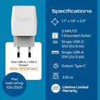 Ceptics 45W Universal Travel Adapter w/ 3 USB-A, 2 USB-C & Universal Input