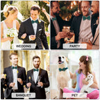 URAQT Men Pre-Tied Solid Satin Bow Tie, Adjustable Formal Bowtie