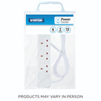 STATUS 4 Way Socket Extension Lead, 1m Cable, White (4WS1M20)