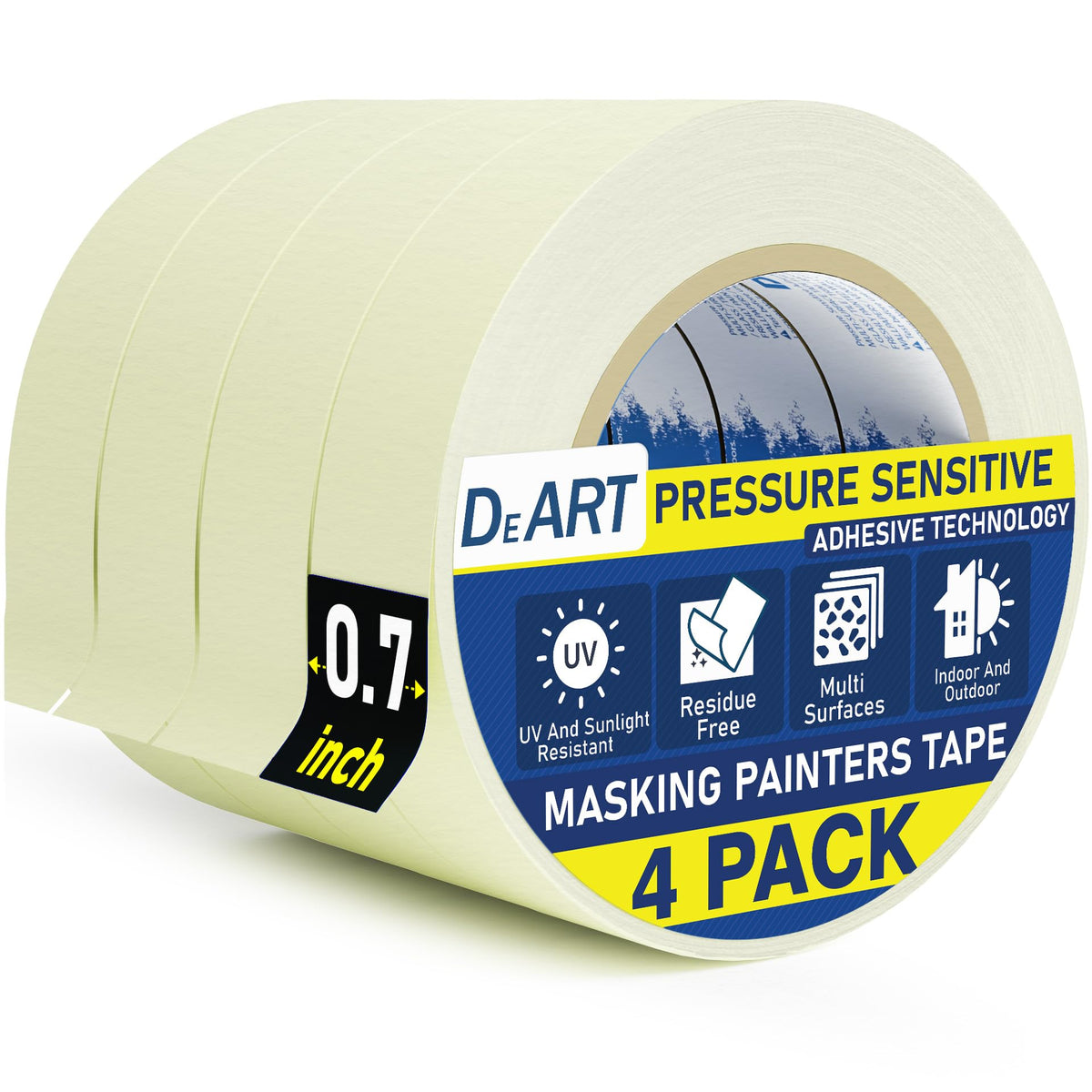 DEART Colored Masking Tape Painters Tape 12 or 8 Pack 1 inch or 0.6 Inches