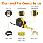 Amazon Basics Self-Locking Tape Measure with Belt Clip, 16-Feet (5-Meters), Inch/Metric Scale, MID Accuracy, Black, Yellow