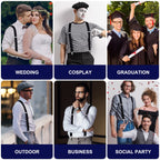 Aomig Mens Braces, Mens Suspenders with Strong Metal Clips, 3.5cm Wide Heavy Duty Suspenders for Men Women Business Wedding Casual