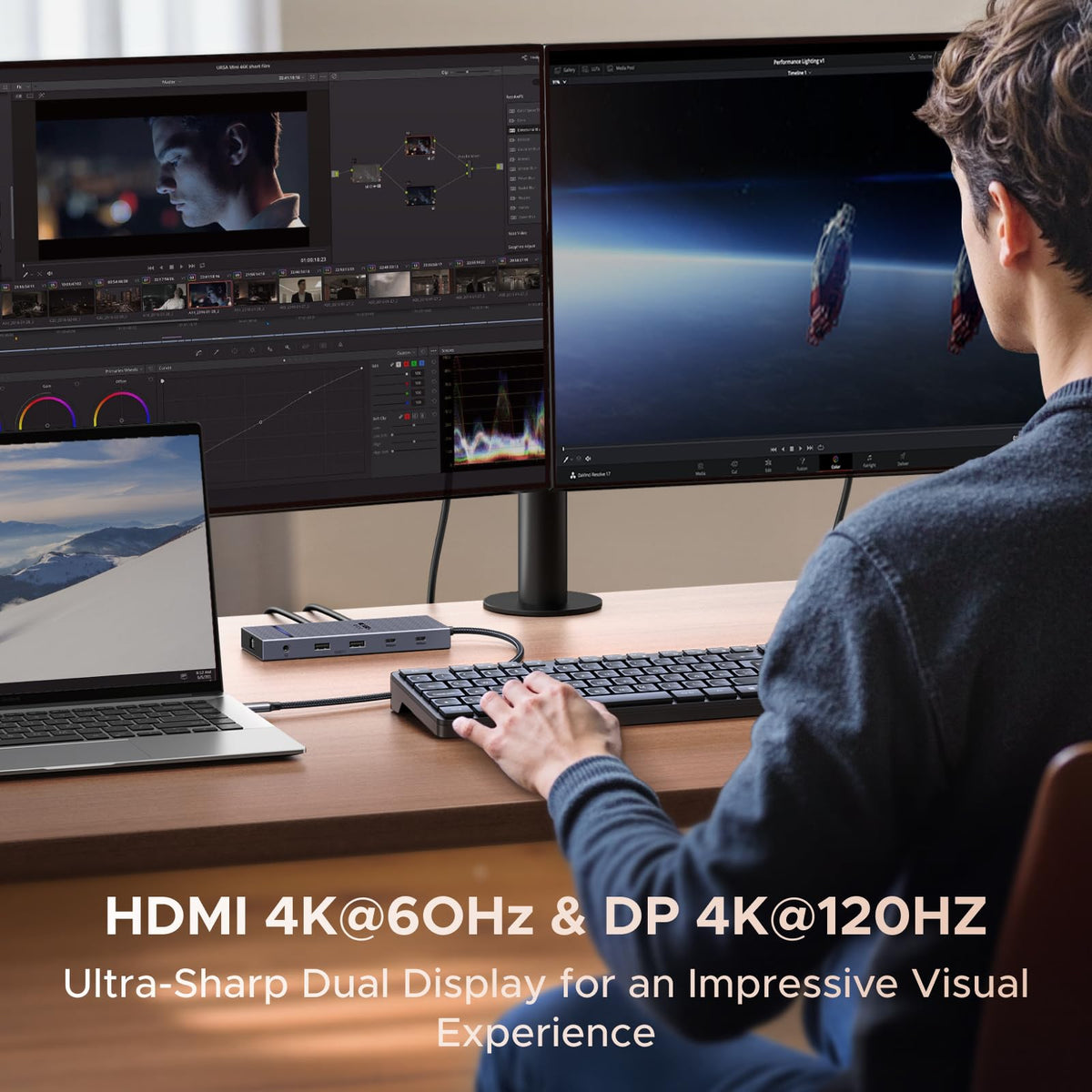 UGREEN Laptop Docking Station Dual Monitor, Dual 4K@60Hz 7-in-1 USB C Hub