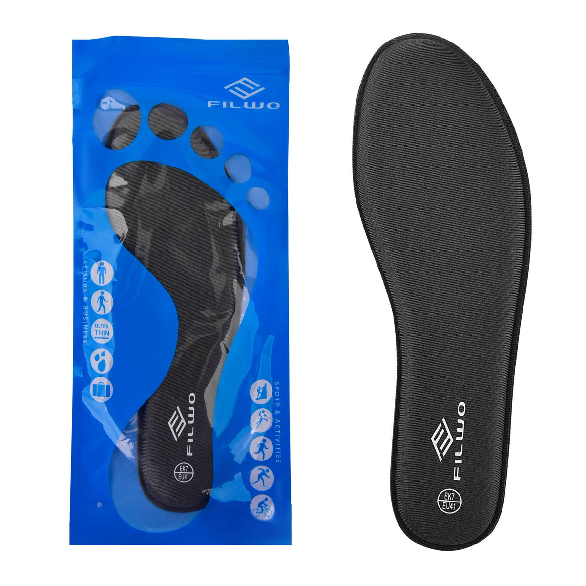 Women’s Memory Foam Insoles Replacement, Running Insoles Inserts for Sports Shoes Trainers Sneakers Work Boots Walking Shoes, Cushioning Comfort Insoles for Women 1 Pair, Size 5 UK W, Black