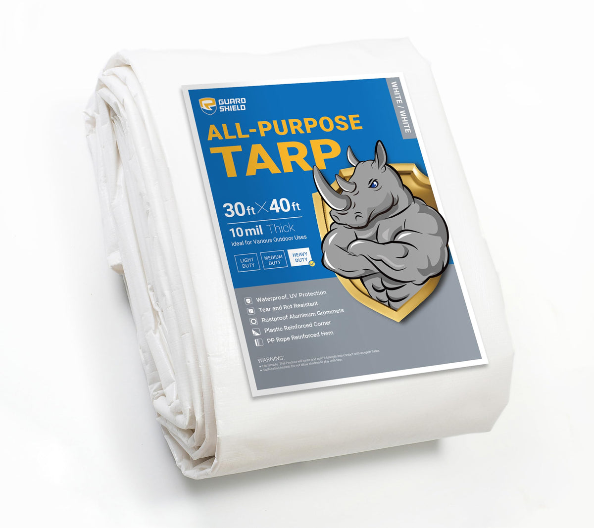 GUARD SHIELD Heavy Duty Tarp 20x30 Feet Silver/Black Multi Purpose Thick Waterproof Poly Tarp Cover 10mil
