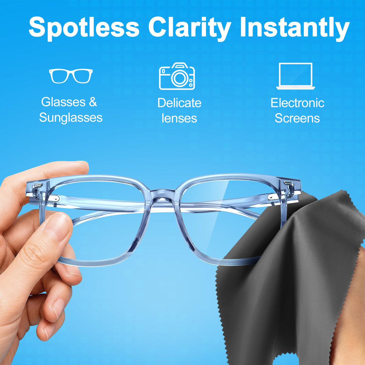 Japanese-Style Premium Microfiber Glasses Cleaning Cloth Streak & Scratch-Free Lens Cleaning Cloth – Safe for Eyeglasses, Sunglasses, Glasses Cleaner, Lens Wipes, iPhone & Screens (6 Pack)