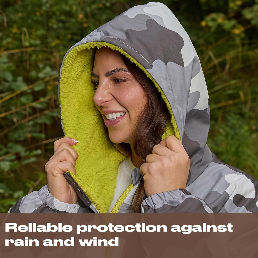 OHS Adults Drying Robe, Water-Resistant Changing Robe Gifts for Women Comfy Sherpa Privacy Robes for Women Men, Stay Dry Jacket Swimming Camping Drying Robes - S/M, L/XL