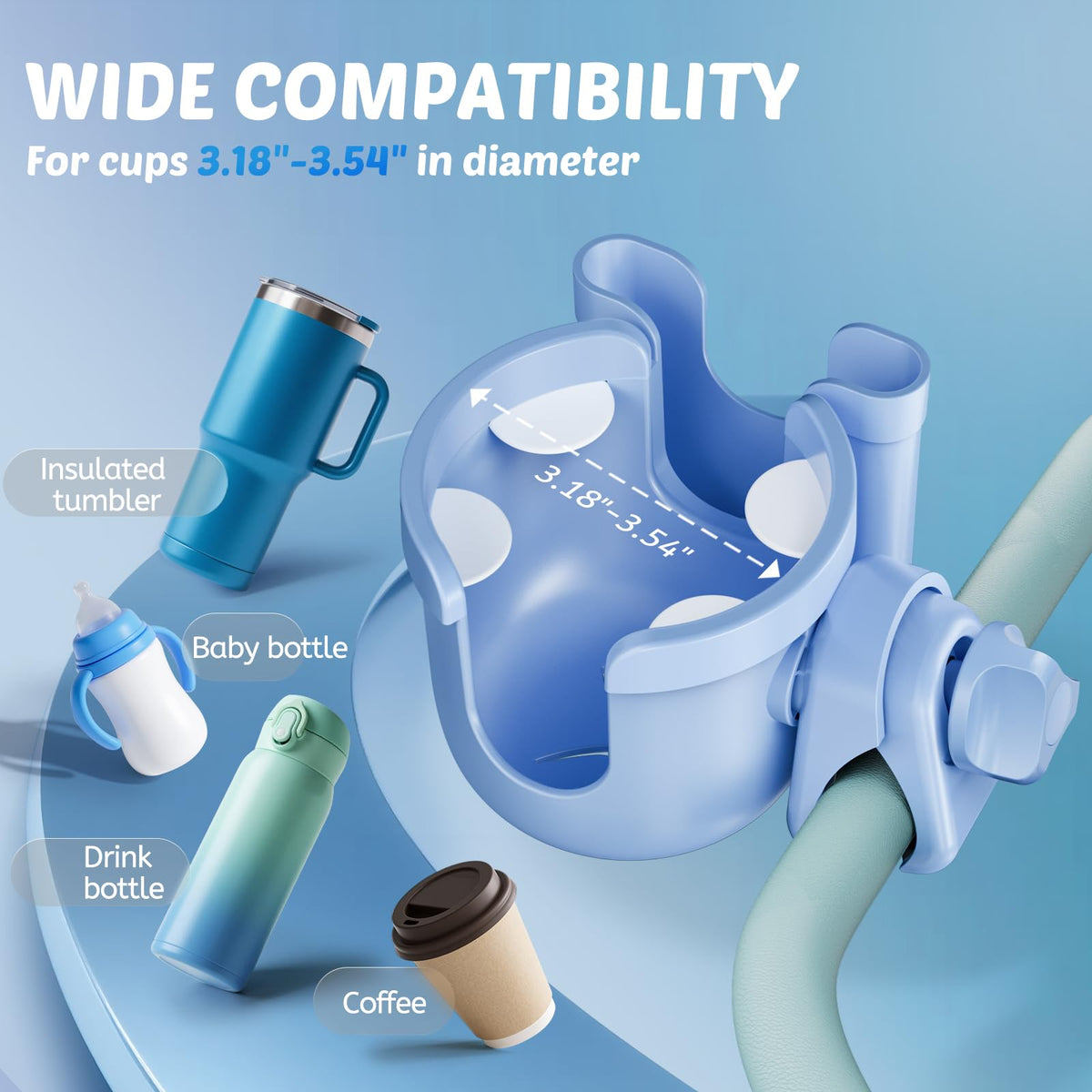 Wheelchair Cup Holder: Universal Cup Holder with Phone Holder for Pram Bike