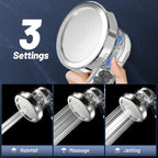 VEHHE High Pressure Shower Head with Filter Beads, 3 Spray Modes