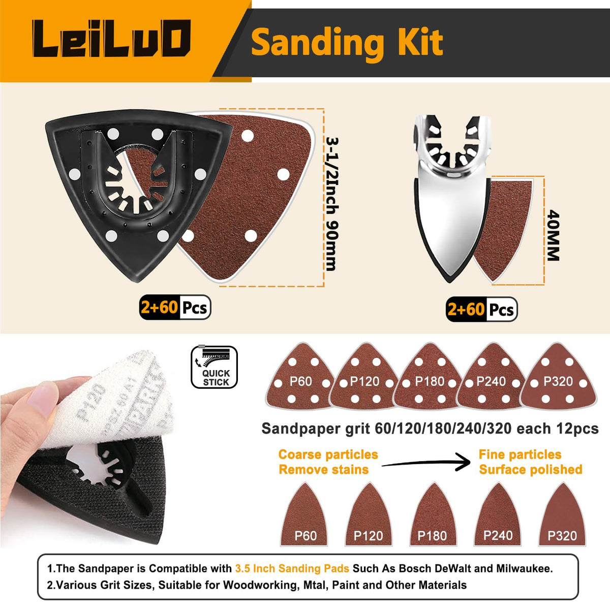 LEILUO 32Pcs Oscillating Tool Blades Wood Metal Multitool Blades Set