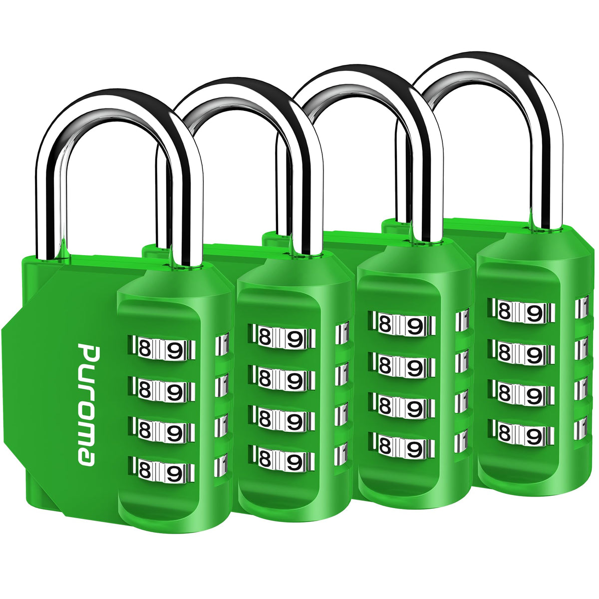 Puroma 2 Combination Lock Locker 4 Digits Combo Padlock Gym Silver & Black