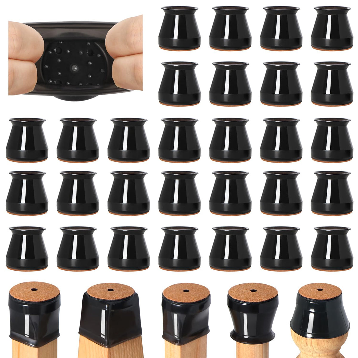VIUME 24 Pcs Chair Leg Floor Protectors for Hardwood Floors Round
