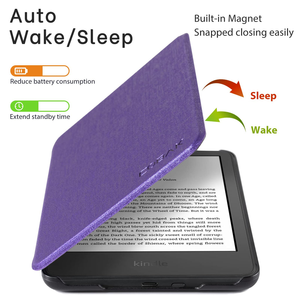 CoBak Case for 6" Kindle 11th Generation 2024 and 2022, Premium PU Leather Smart Cover with Auto Sleep/Wake for Kindle, Black