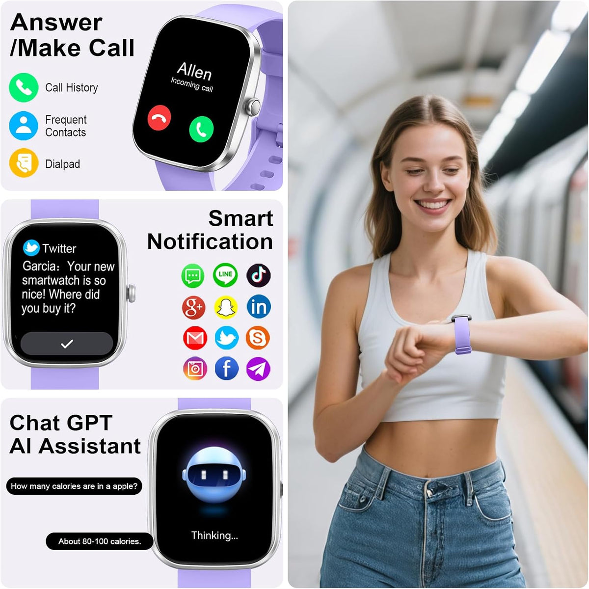 AI Smart Watch with ChatGPT, 1.91" Bluetooth 5.4 Call Smartwatch Men Women