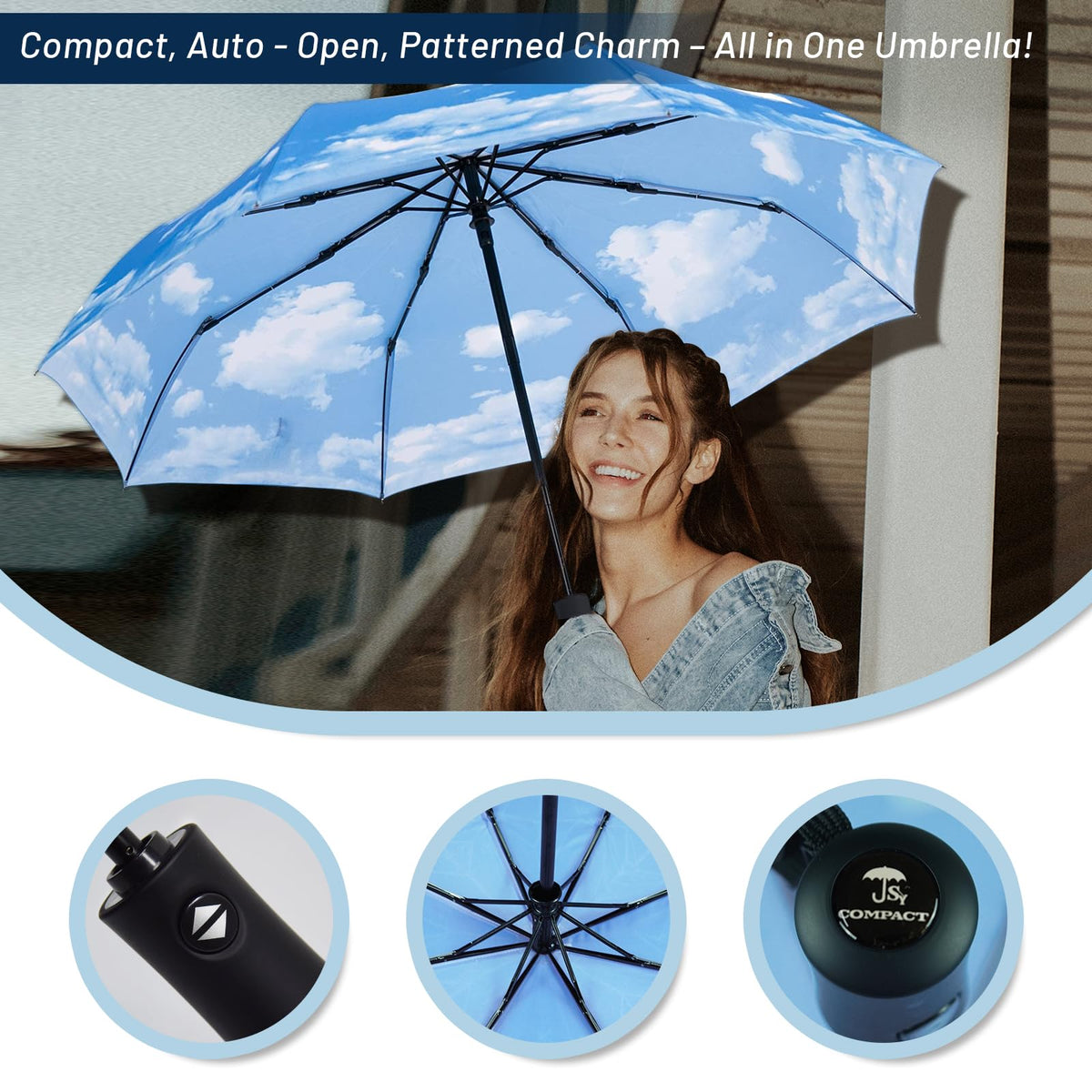 SY COMPACT Travel Umbrella Windproof Automatic Unbreakable UV Protection