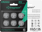 Enegitech CR2032 Batteries, 2032 Lithium 3V Coin Battery, 6 Pack