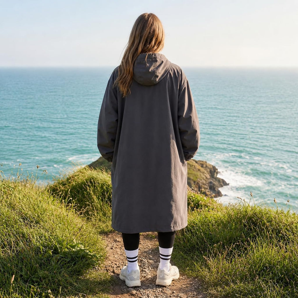 OHS Adults Drying Robe, Gifts for Women Outdoor Water-Resistant Changing Robe Womens Jacket Comfy Sherpa Privacy Robes for Women Men, Stay Dry Swimming Camping Drying Robes - S/M, L/XL