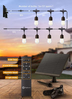 Brightown 52FT Solar String Lights Outdoor Waterproof, Last 30+ Hrs Runtime