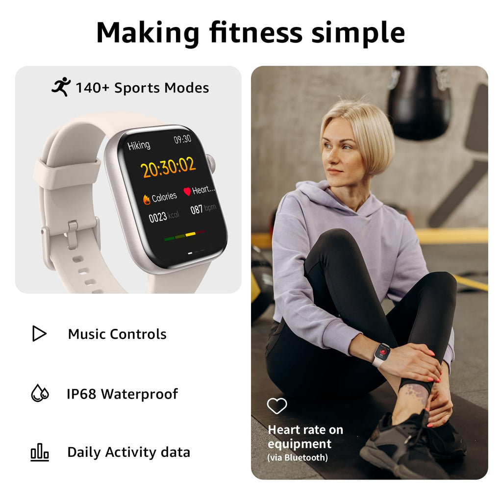 Smart Watch for Men Women Answer/Make Call,1.85" Smartwatch, Fitness Watch with Heart Rate Blood Pressure Sleep Monitor,140+Sports,IP68 Waterproof Step Counter Watch Compatible with Android IOS