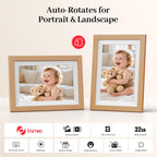 Frameo WiFi Digital Photo Frame 10.1 Inch - 1280x800 HD IPS Touch Screen Picture Frame Electronic, 32GB Memory, Auto Rotate, Wall Mountable, Digital PictureFrame for Sharing Photos and Videos