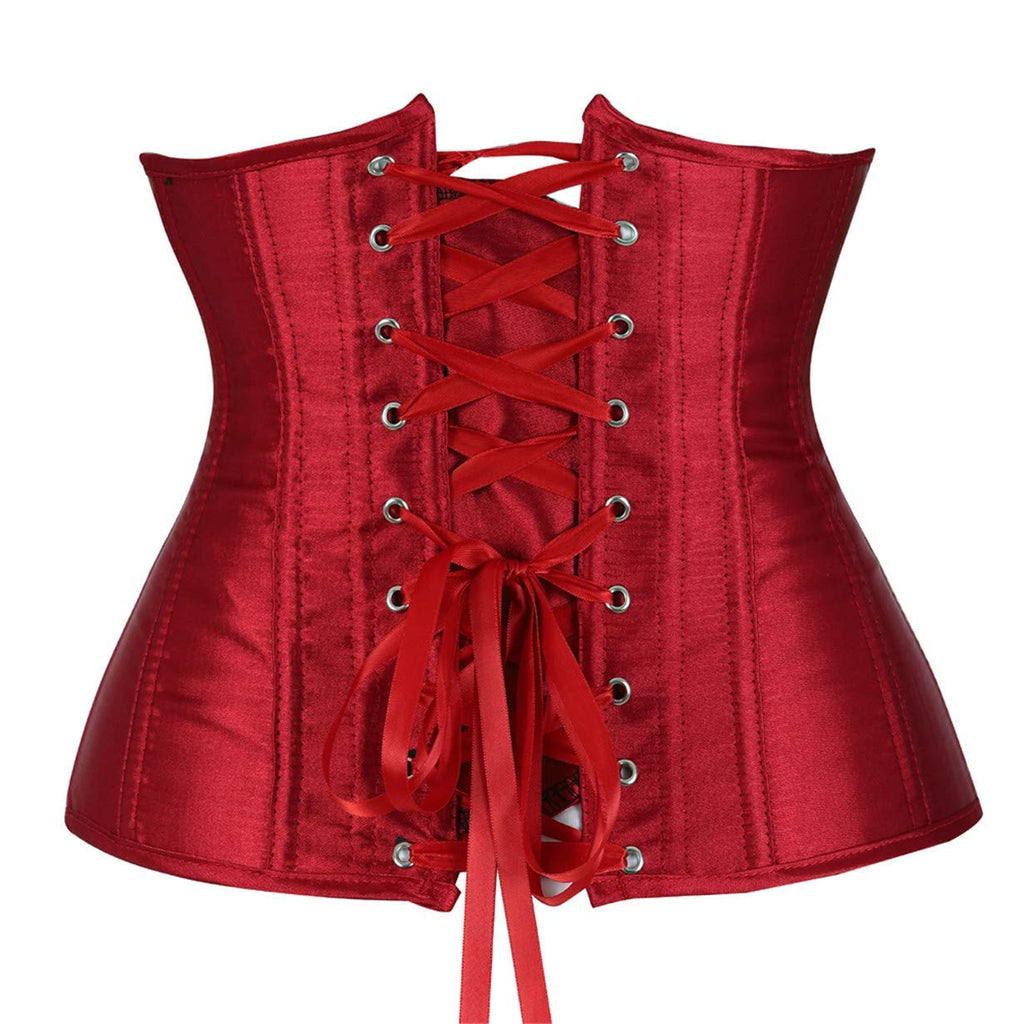 Kelvry Women's Satin Waist Cincher Lace up Boned Bustier Underbust Corset
