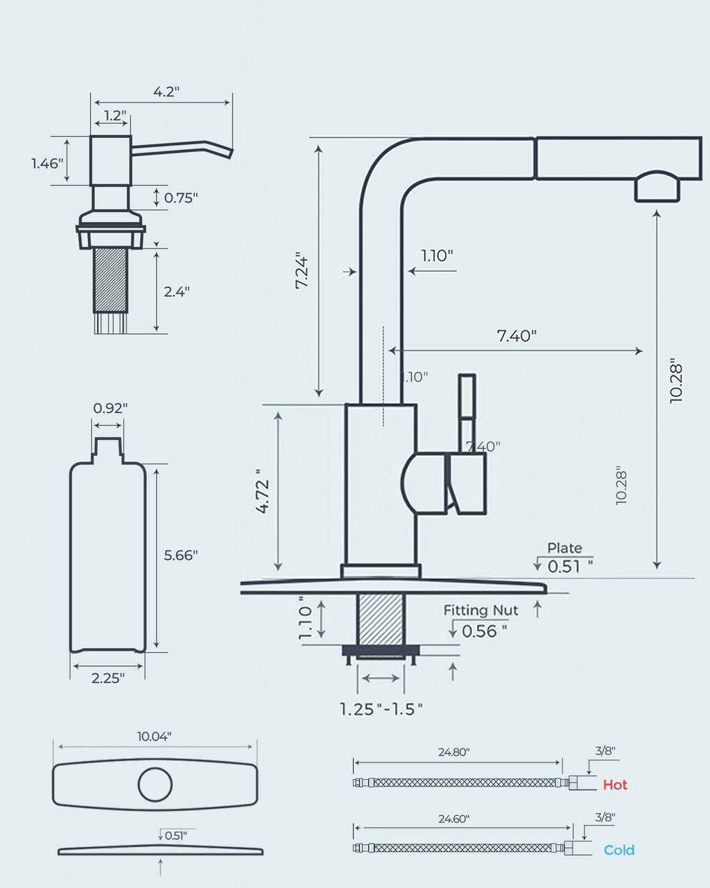 FORIOUS Kitchen Faucet with Cup Washer, Pull Down Sprayer, Brushed Nickel