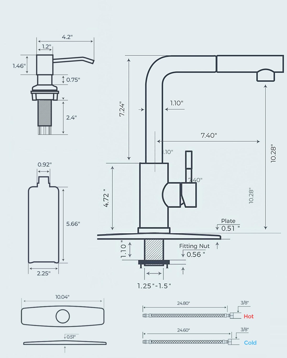FORIOUS Kitchen Faucet with Cup Washer, Pull Down Sprayer, Brushed Nickel