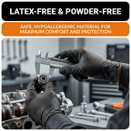 The Real Touch Nitrile Gloves, 50 Count, Heavy-Duty Disposable Mechanic Gloves, Diamond Textured, Latex & Powder-Free, Non-Slip, Extra Thick, Ideal for Automotive, Industrial Tasks (Black - 50, L)