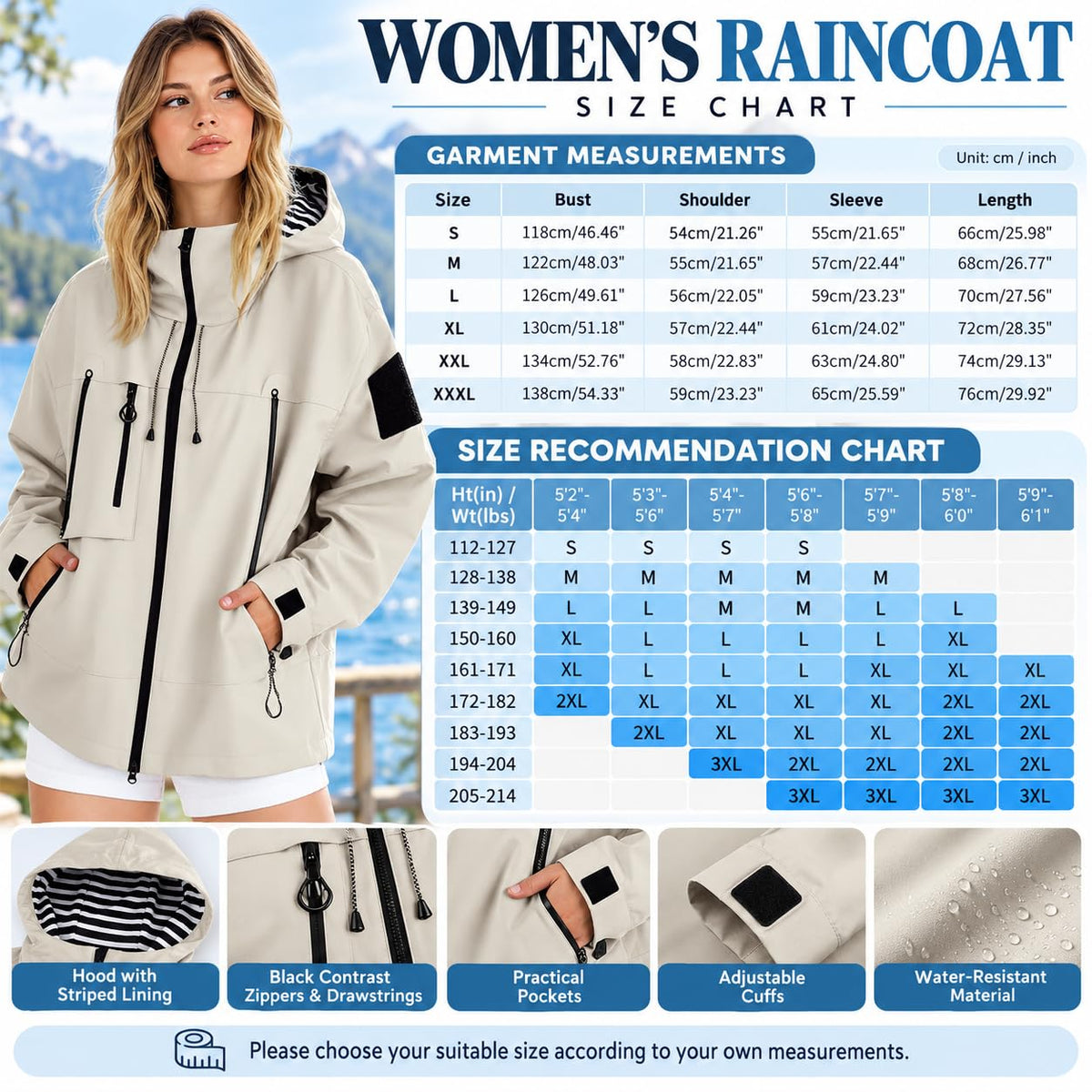 Waterproof Jackets Lightweight Raincoats for Women Windbreaker Coats