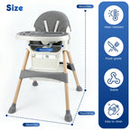 Baby High Chair Foldable Highchair, High Chairs for Babies and Toddlers Adjustable Height & Reclining Seat Detachable Double Tray, Ergonomic Feeding Portable Highchairs for Newborn 6 Months to 5 Years