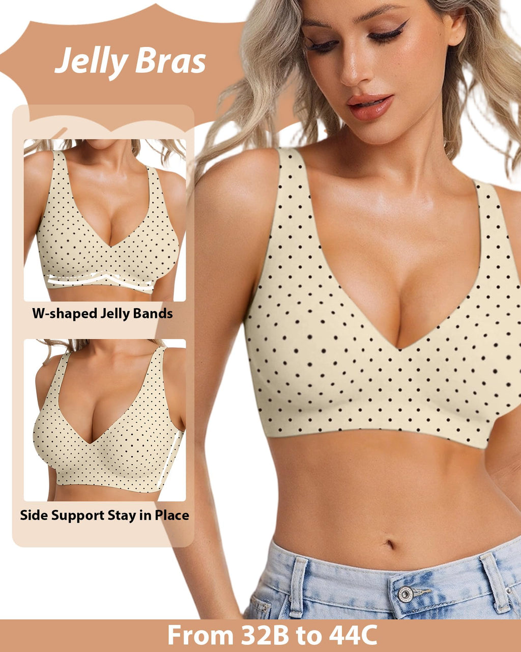 HOWIN Jelly Bras Gel Wireless Deep V Bra Seamless Tshirt Bralette for Women