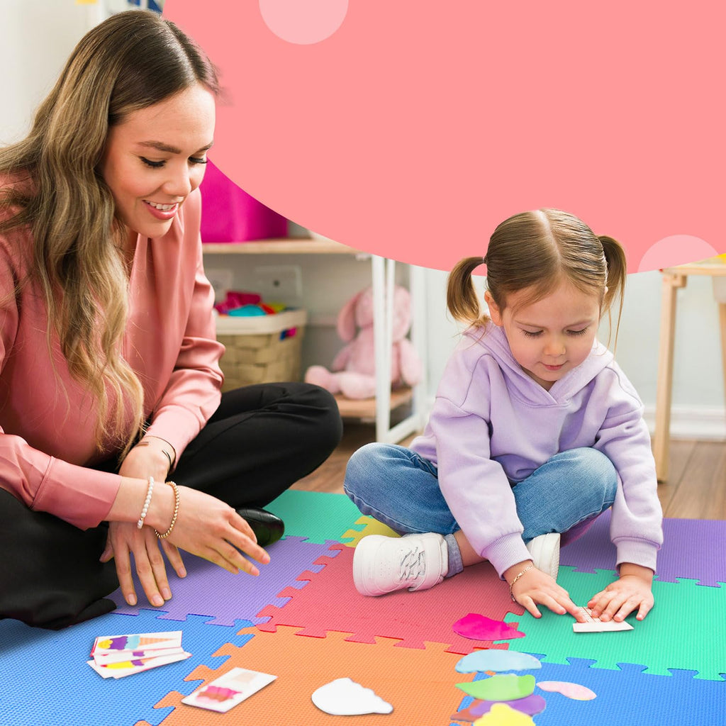 kidoola Foam Baby Play Mat (29x29cm) – Thick & Soft EVA Foam Interlocking Floor Tile Matting for Children – Large Multi Colour, Safe & Comfortable 7mm Thick Play Flooring (27pc)
