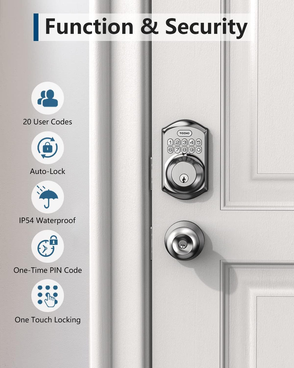 TEEHO TE001 Keyless Entry Deadbolt with Keypad for Front Door, Matte Black