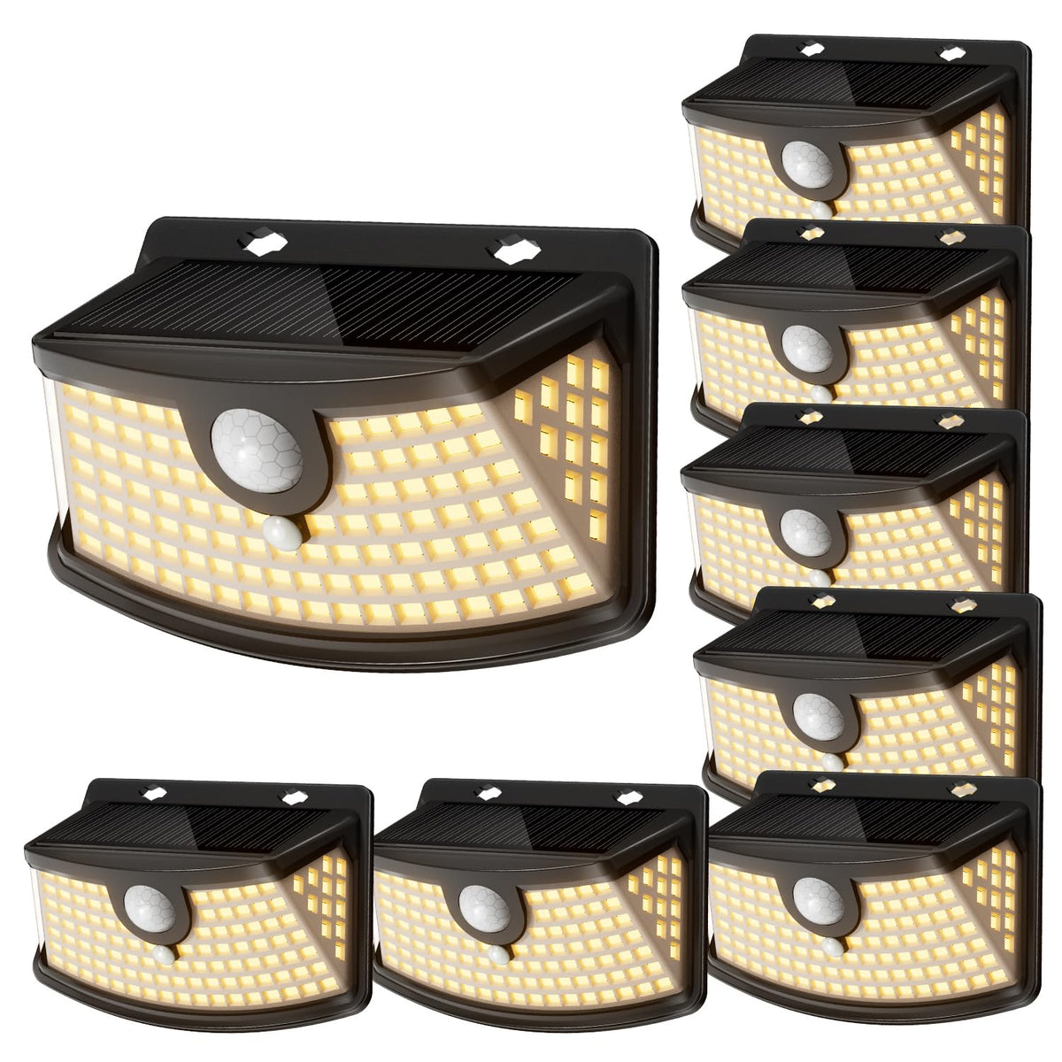 Aootek Solar Motion Sensor Lights Outdoor 120 LEDs, Black, 6 Pack