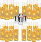 YOROXRG Solar flameless Candles Outdoor Waterproof,Dusk to Dawn Outdoor Lighting, Flickering fameless Reusable LED Light Candles for Lantern Garden Camping and Home Decor, 3D Wick (3"X6") Set of 2